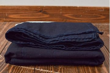 明治〜大正　古い家紋入り藍染め　木綿古布(R-052037)