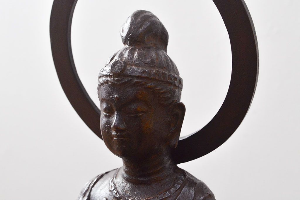 瀬戸團治作　月光菩薩　ブロンズ像　共箱付き(ディスプレイ、置き物、置物)(R-052043)