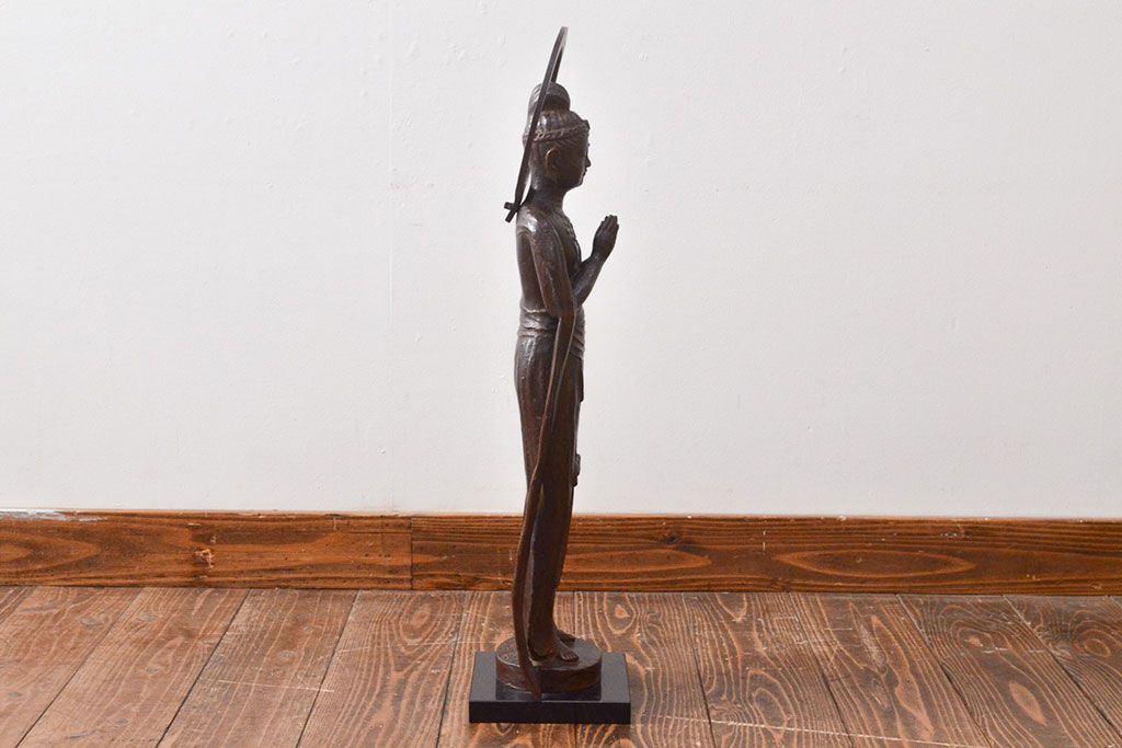 瀬戸團治作　月光菩薩　ブロンズ像　共箱付き(ディスプレイ、置き物、置物)(R-052043)