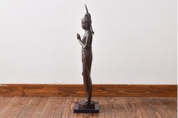 瀬戸團治作　月光菩薩　ブロンズ像　共箱付き(ディスプレイ、置き物、置物)(R-052043)