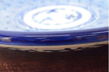 明治期　伊万里焼　微塵唐草染付　一尺三寸大皿(和食器)(R-052044)