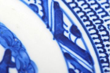 明治期　伊万里焼　微塵唐草染付　一尺三寸大皿(和食器)(R-052044)