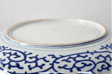 明治期　伊万里焼　微塵唐草染付　一尺三寸大皿(和食器)(R-052044)