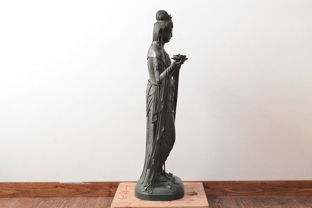大仏師　松久宗琳　ブロンズ観音菩薩立像　高さ92cm(ディスプレイ、置き物、置物)(R-052045)