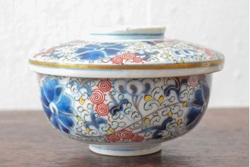 大清光緒年製　色絵染付蓋茶碗2客セット(伊万里、中国?)(R-052048)