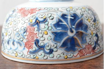 大清光緒年製　色絵染付蓋茶碗2客セット(伊万里、中国?)(R-052049)
