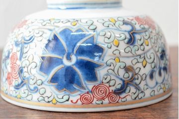 大清光緒年製　色絵染付蓋茶碗2客セット(伊万里、中国?)(R-052049)