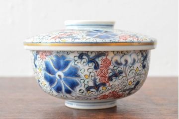 大清光緒年製　色絵染付蓋茶碗2客セット(伊万里、中国?)(R-052049)