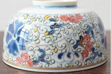 大清光緒年製　色絵染付蓋茶碗2客セット(伊万里、中国?)(R-052050)