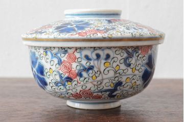 大清光緒年製　色絵染付蓋茶碗2客セット(伊万里、中国?)(R-052050)