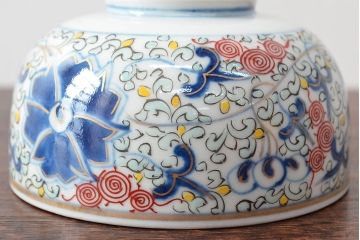 大清光緒年製　色絵染付蓋茶碗2客セット(伊万里、中国?)(R-052051)
