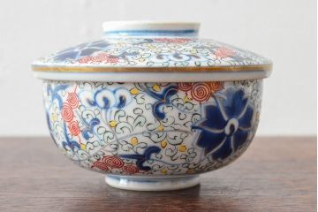 大清光緒年製　色絵染付蓋茶碗2客セット(伊万里、中国?)(R-052051)