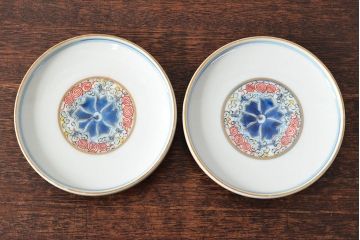 大清光緒年製　色絵染付蓋茶碗2客セット(伊万里、中国?)(R-052052)