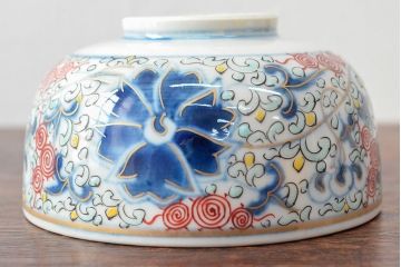 大清光緒年製　色絵染付蓋茶碗2客セット(伊万里、中国?)(R-052052)