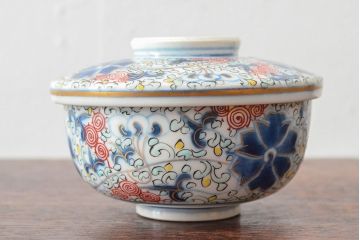 大清光緒年製　色絵染付蓋茶碗2客セット(伊万里、中国?)(R-052052)