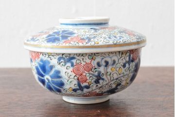 大清光緒年製　色絵染付蓋茶碗2客セット(伊万里、中国?)(R-052053)