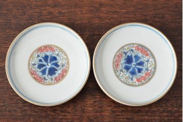 大清光緒年製　色絵染付蓋茶碗2客セット(伊万里、中国?)(R-052053)