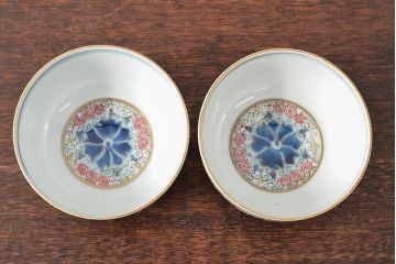 大清光緒年製　色絵染付蓋茶碗2客セット(伊万里、中国?)(R-052053)