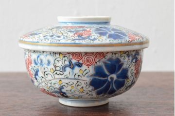 大清光緒年製　色絵染付蓋茶碗2客セット(伊万里、中国?)(R-052053)