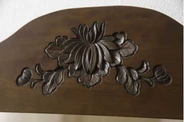 和製ビンテージ　神戸洋家具　花の意匠が目を引く、引き出し付き姿見(ミラー、ドレッサー、鏡台、ヴィンテージ)(R-052055)