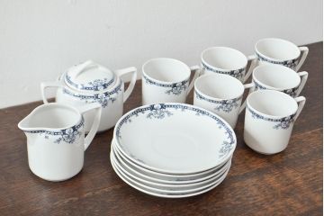 戦前　東洋陶器　カップ&ソーサー6客　クリーマー　シュガーポット(オールド、トートー)(R-052058)