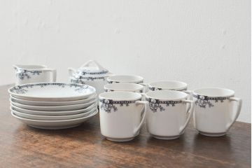戦前　東洋陶器　カップ&ソーサー6客　クリーマー　シュガーポット(オールド、トートー)(R-052058)