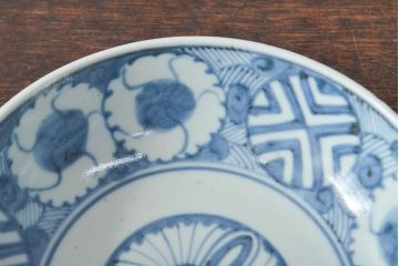 江戸期　古伊万里　花文染付なます皿2枚(和食器)(R-052059)