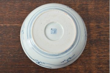江戸期　古伊万里　花文染付なます皿2枚(和食器)(R-052059)