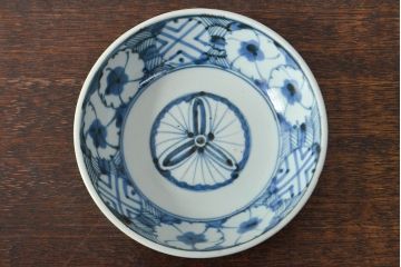 江戸期　古伊万里　花文染付なます皿2枚(和食器)(R-052060)