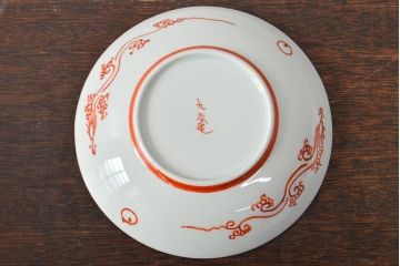 明治期　九谷焼　鶴亀に高砂図　色絵　小皿5枚セット(和食器)(R-052061)
