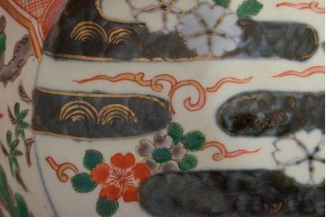 江戸期　古伊万里　色絵染付花模様　深鉢2点セット(深皿、和食器)(R-052062)