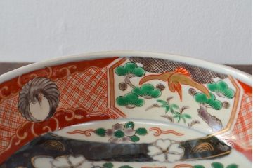 江戸期　古伊万里　色絵染付花模様　深鉢2点セット(深皿、和食器)(R-052062)