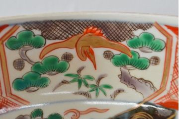 江戸期　古伊万里　色絵染付花模様　深鉢2点セット(深皿、和食器)(R-052062)