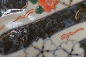 江戸期　古伊万里　色絵染付花模様　深鉢2点セット(深皿、和食器)(R-052062)