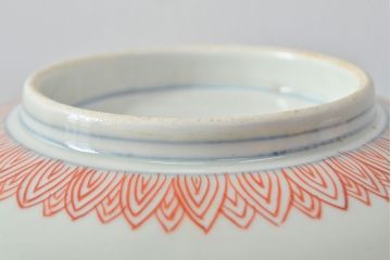 江戸期　古伊万里　色絵染付花模様　深鉢2点セット(深皿、和食器)(R-052062)