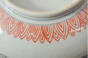 江戸期　古伊万里　色絵染付花模様　深鉢2点セット(深皿、和食器)(R-052062)