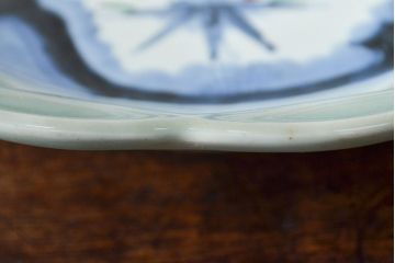 江戸期　古伊万里　大明成化年製　青磁染付色絵　九寸皿(和食器、大皿)(R-052063)