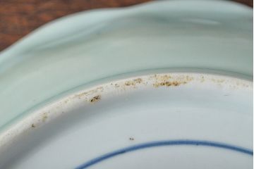 江戸期　古伊万里　大明成化年製　青磁染付色絵　九寸皿(和食器、大皿)(R-052063)