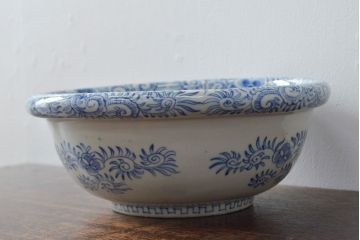 幕末〜明治　伊万里焼　線描き染付　深鉢(深皿、和食器)(R-052064)