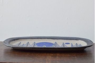 北欧ビンテージ　デンマーク製　オーバルプレート(飾り皿、ヴィンテージ)(R-052065)