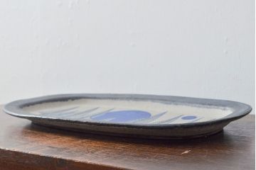 北欧ビンテージ　デンマーク製　オーバルプレート(飾り皿、ヴィンテージ)(R-052065)
