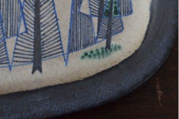 北欧ビンテージ　デンマーク製　オーバルプレート(飾り皿、ヴィンテージ)(R-052065)