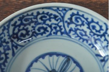 江戸期　古伊万里　蛸唐草文染付　なます皿3枚セット(中皿、和食器)(R-052066)