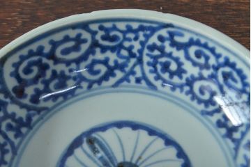 江戸期　古伊万里　蛸唐草文染付　なます皿3枚セット(中皿、和食器)(R-052066)