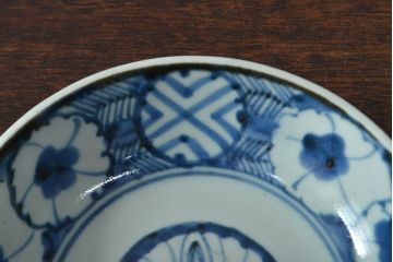 江戸期　古伊万里　花文染付なます皿2枚(和食器)(R-052067)