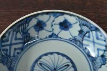 江戸期　古伊万里　花文染付なます皿2枚(和食器)(R-052067)