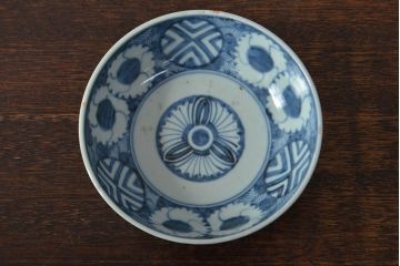 江戸期　古伊万里　花文染付なます皿2枚(和食器)(R-052068)