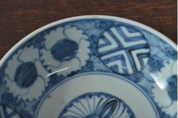 江戸期　古伊万里　花文染付なます皿2枚(和食器)(R-052068)