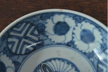 江戸期　古伊万里　花文染付なます皿2枚(和食器)(R-052068)