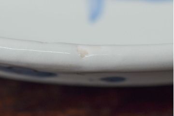江戸期　古伊万里　四花文染付　六寸皿2枚セット(和食器、中皿)(R-052069)